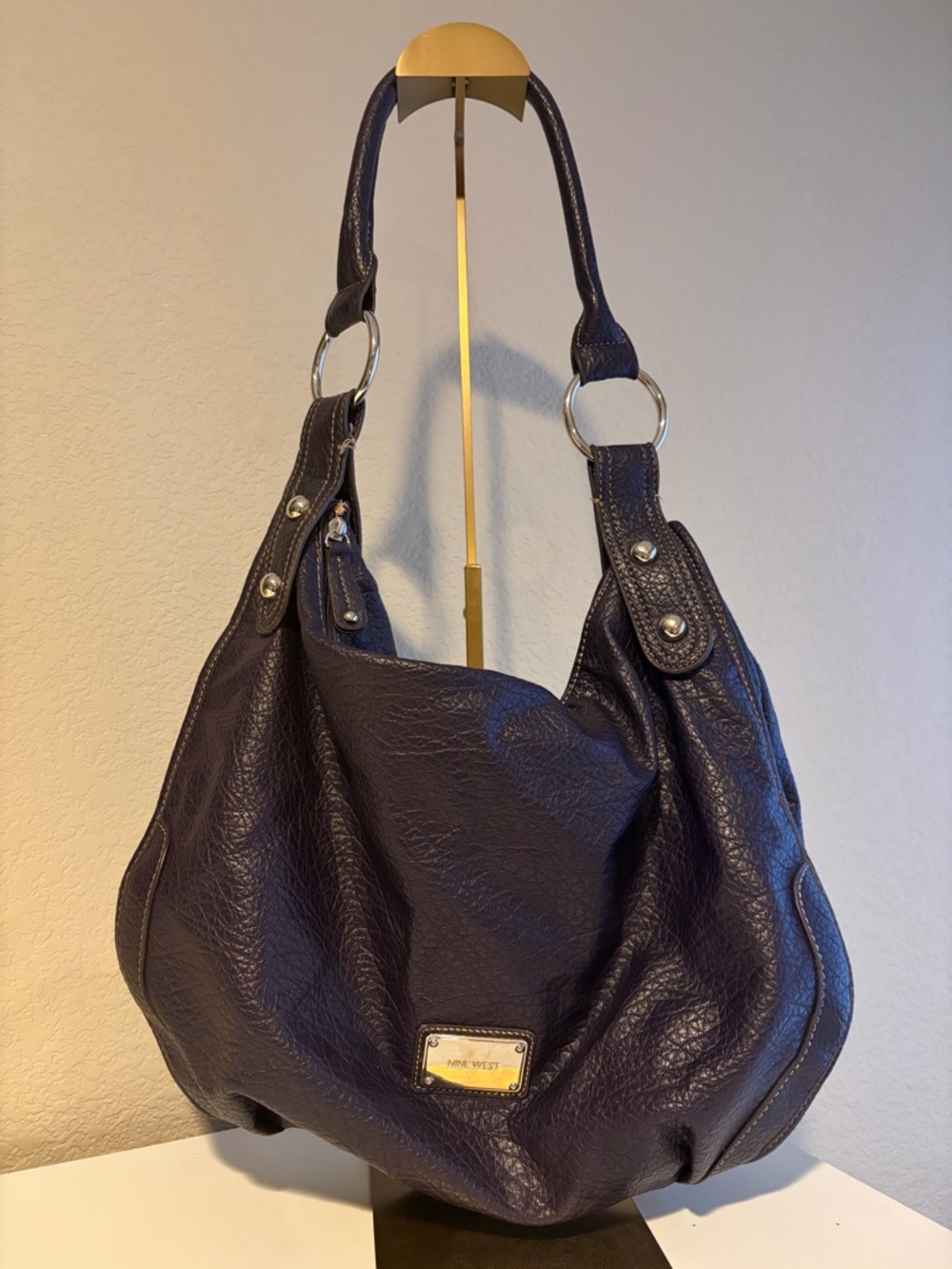 Nine West Purple Hobo Bag Slouchy Shoulder Bag Large Everyday Tote